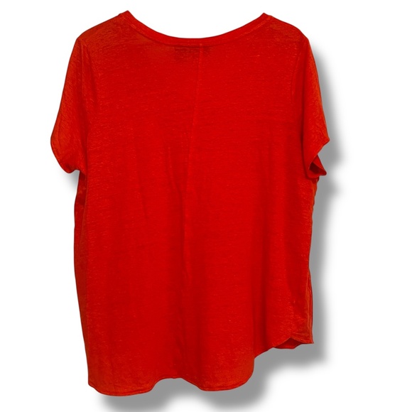 Tahari Womens Linen Beachy Top Size 1X Orange Vacation Island Tropical Travel‎ - Picture 2 of 5